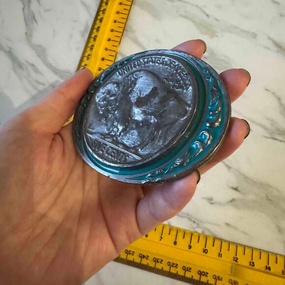 vintage 1988 Siskiyou Buckle Co. Buffalo Nickel Belt Turquoise - Picture 8 of 11